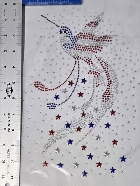 Patriotic Crystal Hummingbird Transfer On Your Favorite Color Tee